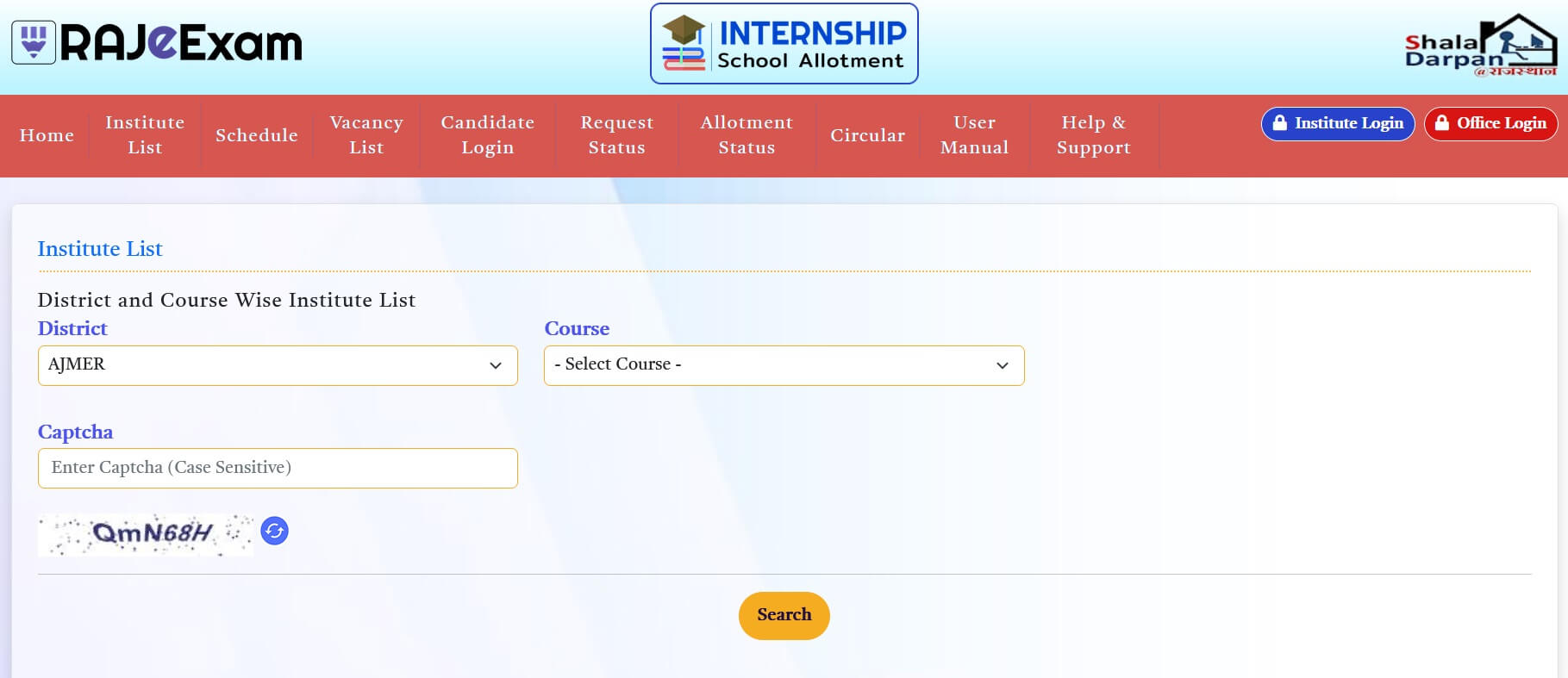 Shala Darpan Internship Institute List
